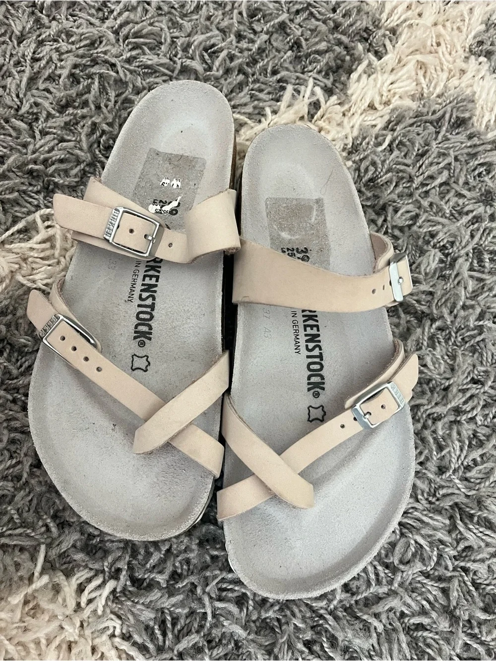Birkenstock Beige Leather Strappy Sandals